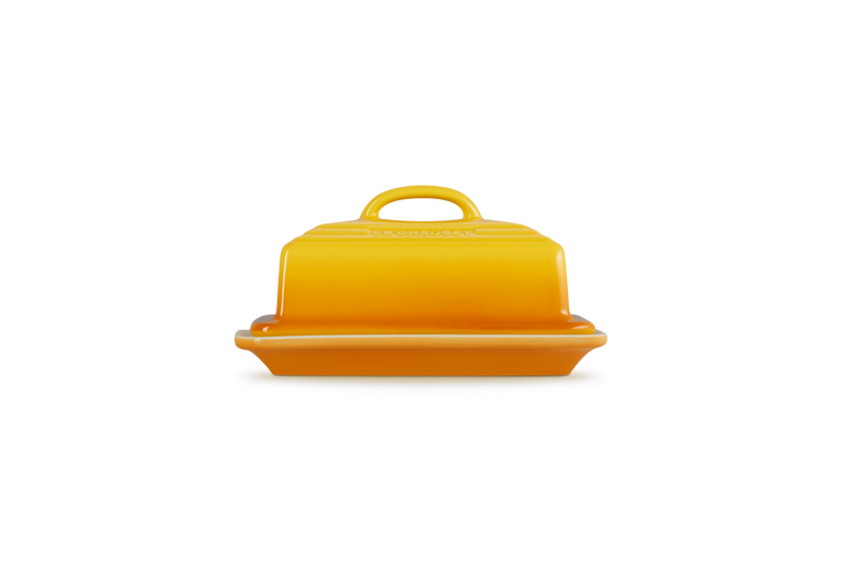 Le Creuset Butter Dish in Nectar yellow, durable stoneware, stylish kitchen accessory - available at Keans Claremorris.