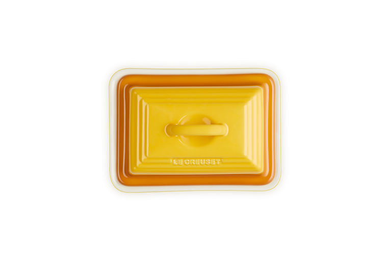 Le Creuset Butter Dish in Nectar color, durable stoneware, stylish kitchen accessory - available at Keans Claremorris.