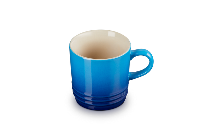 Le Creuset Stoneware Cappuccino Mug 200ml in Azure blue – durable, stylish coffee cup | Keans Claremorris