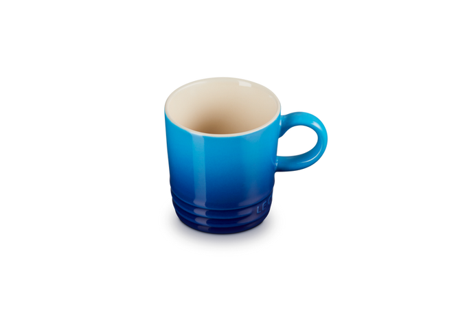 Le Creuset Stoneware Espresso Mug 100ml in Azure blue, durable ceramic, available at Keans Claremorris