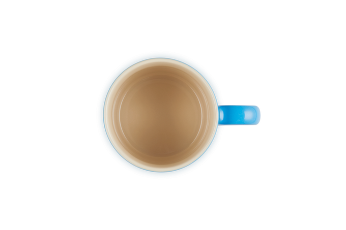 Le Creuset 350ml Azure Blue Stoneware Mug, durable and stylish, available at Keans Claremorris.