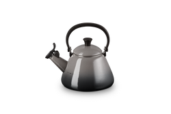 Le Creuset Kone Kettle 1.6L Flint enamelled carbon steel stovetop kettle with foldable handle – Keans Claremorris