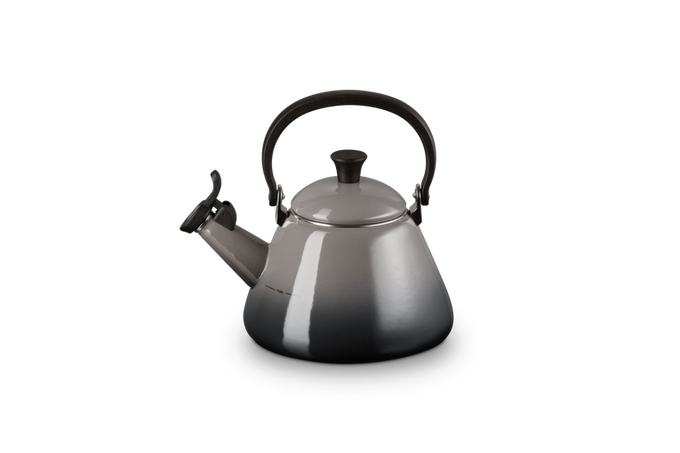 Le Creuset Kone Kettle 1.6L Flint enamelled carbon steel stovetop kettle with foldable handle – Keans Claremorris