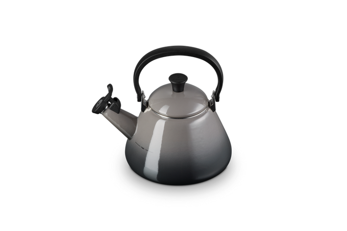 Le Creuset Kone Kettle 1.6L Flint - Durable enamel finish, ergonomic handle, available at Keans Claremorris.