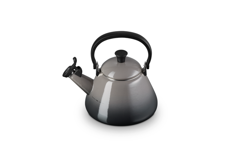 Le Creuset Kone Kettle 1.6L Flint - Durable enamel finish, ergonomic handle, available at Keans Claremorris.