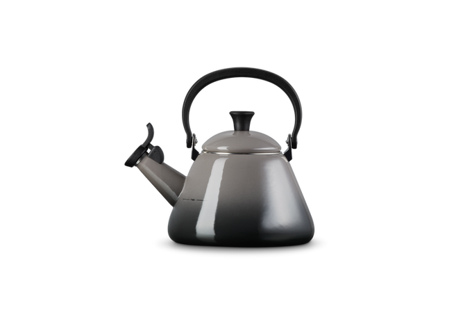 Le Creuset Kone Kettle 1.6L Flint, durable enamel finish, ergonomic handle, available at Keans Claremorris