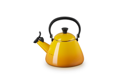 Le Creuset Kone Kettle 1.6L Nectar, enamelled carbon steel, foldable handle, whistle, vibrant color – Keans Claremorris