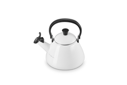 Le Creuset Kone Kettle 1.6L White enamel kettle, durable design, available at Keans Claremorris.