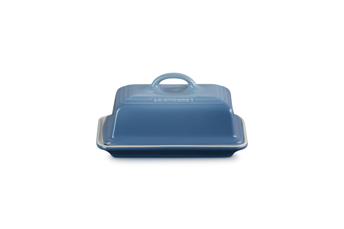 Le Creuset Chambray Butter Dish, durable glazed stoneware, microwave & freezer safe, scratch-resistant, from Keans