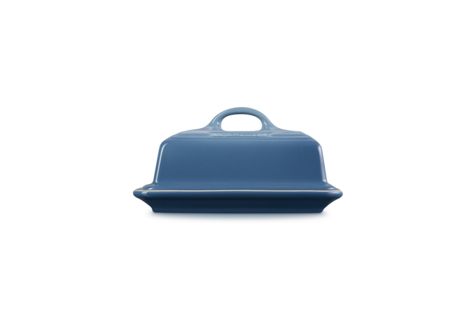 Le Creuset Butter Dish in Chambray Blue, durable stoneware, elegant kitchen accessory - Keans Claremorris
