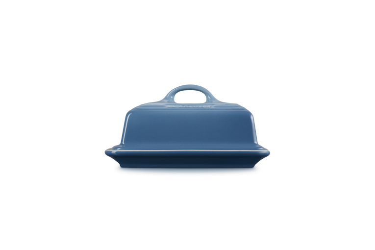 Le Creuset Butter Dish in Chambray Blue, durable stoneware, elegant kitchen accessory - Keans Claremorris