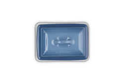 Le Creuset Butter Dish in Chambray Blue, durable stoneware, elegant kitchen accessory – available at Keans Claremorris.