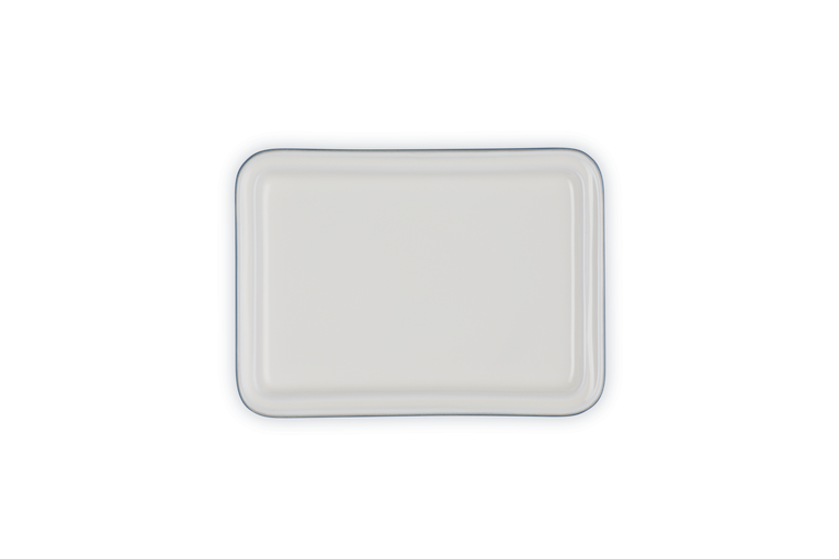 Le Creuset Butter Dish in Chambray blue, durable stoneware, elegant kitchen accessory – available at Keans Claremorris.