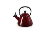 Le Creuset Kone Kettle 1.6L Garnet, enamelled carbon steel, foldable handle, stovetop kettle, Keans Claremorris
