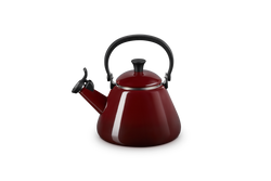 Le Creuset Kone Kettle 1.6L Garnet, enamelled carbon steel, foldable handle, stovetop kettle, Keans Claremorris