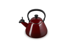 Le Creuset Kone Kettle 1.6L Garnet red enamel, durable stovetop kettle – available at Keans Claremorris.