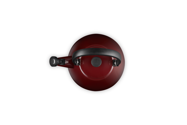 Le Creuset Kone Kettle 1.6L Garnet red enamel, durable stovetop kettle available at Keans Claremorris.