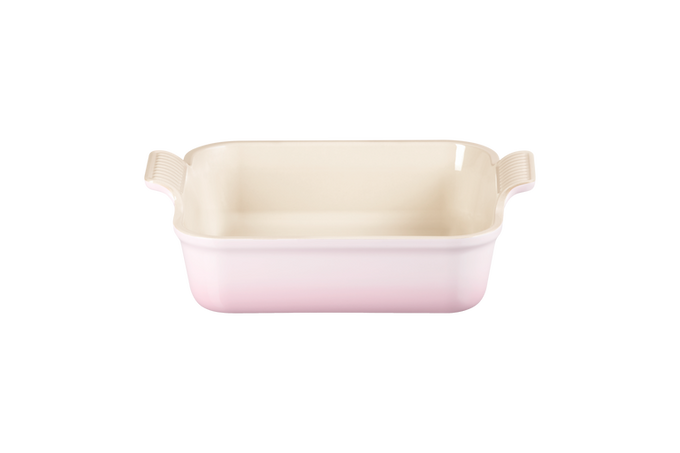 Le Creuset Heritage 23cm square stoneware dish in shell pink, durable, scratch-resistant, 2.8L capacity – Keans Claremorris