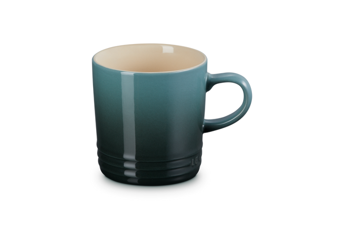 Le Creuset 350ml Ocean stoneware mug, durable, heat-retentive, scratch-resistant glaze – available at Keans Claremorris.