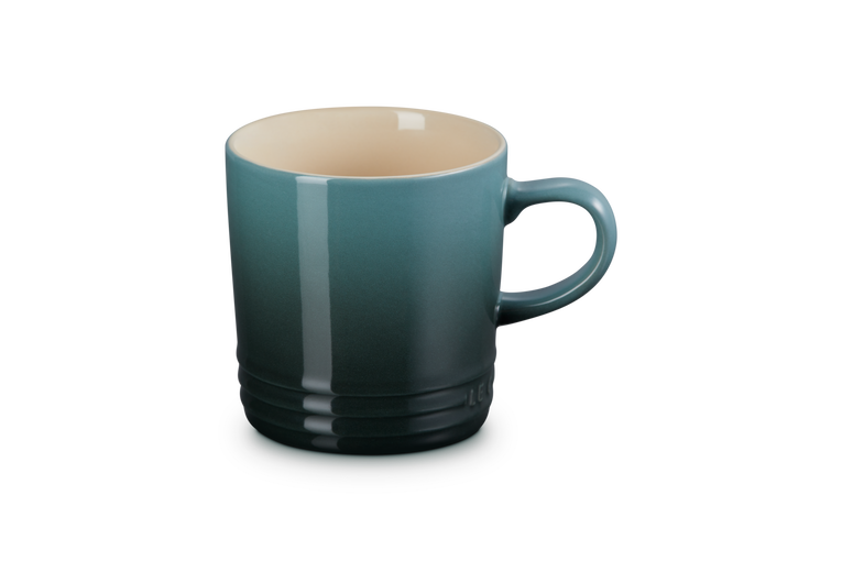 Le Creuset 350ml Ocean stoneware mug, durable, heat-retentive, scratch-resistant glaze – available at Keans Claremorris.