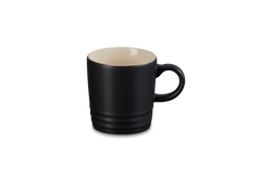 Le Creuset 100ml Satin Black Stoneware Espresso Mug, scratch-resistant, durable, dishwasher safe – available at Keans