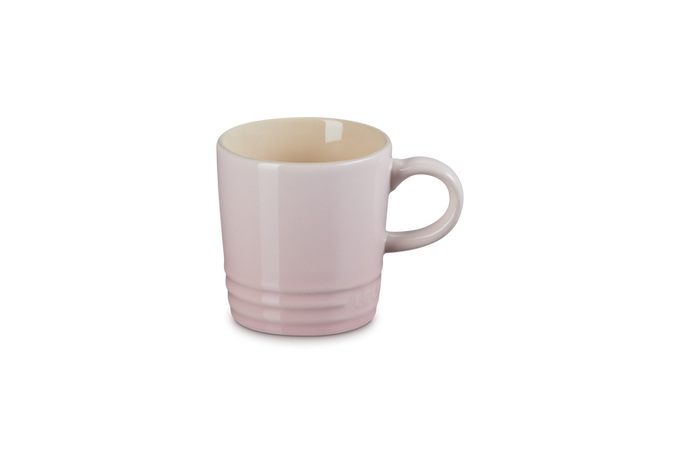 Le Creuset 100ml Shell Pink stoneware espresso mug, scratch-resistant, dishwasher safe, keeps coffee warm – Keans Claremorris