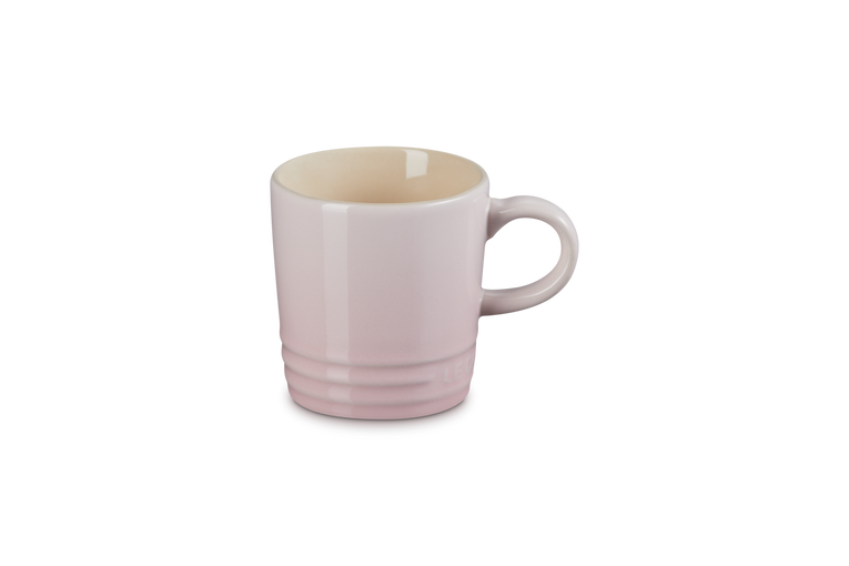 Le Creuset 100ml Shell Pink stoneware espresso mug, scratch-resistant, dishwasher safe, keeps coffee warm – Keans Claremorris