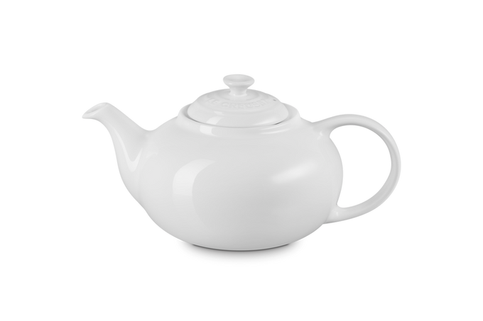 Le Creuset 1.3L white stoneware teapot with drip-resistant spout, ergonomic handle, heat-retentive, dishwasher safe – Keans