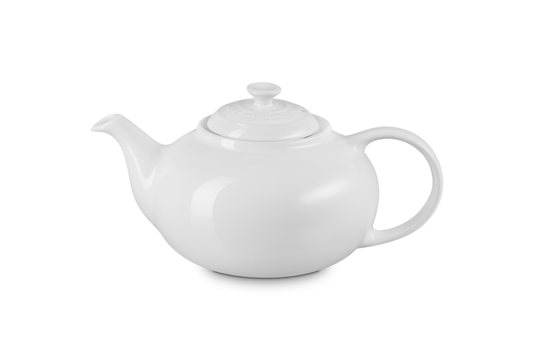 Le Creuset 1.3L white stoneware teapot with drip-resistant spout, ergonomic handle, heat-retentive, dishwasher safe – Keans