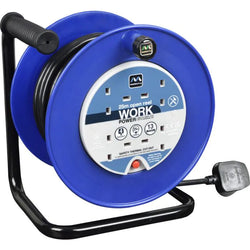 4 Socket 25M 13 Amp Open Reel Blue