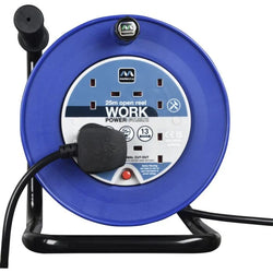 4 Socket 25M 13 Amp Open Reel Blue