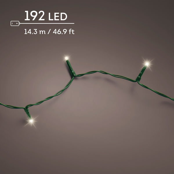 LED Basic Lights 8 Function BO Outdoor, Green Cable/Warm White L.1432cm 192l Keans Claremorris
