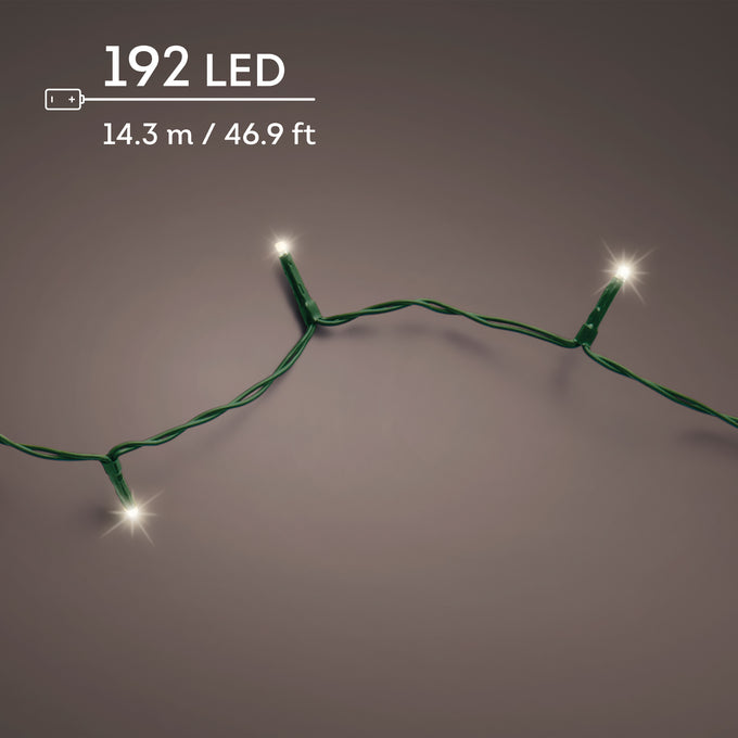 LED Basic Lights 8 Function BO Outdoor, Green Cable/Warm White L.1432cm 192l Keans Claremorris