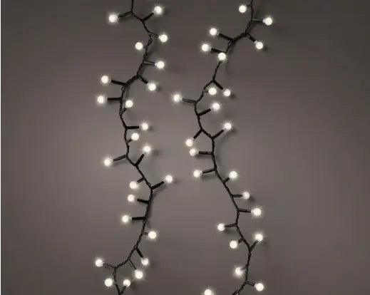 LED Cherry Lights  8 Function Twinkle Effect Outdoor, Black Cable/Warm White L.1100cm 500l Keans Claremorris