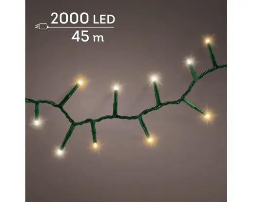 LED Compact Lights 8 Function Twinkle Effect Outdoor, Green Cable/Warm White /Classic Warm L.4500cm 2000l
 Keans Claremorris