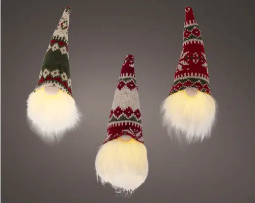 LED Gnome Decoration – 20cm – Green, Red or White L.6cm x W.6cm x H.20cm Keans Claremorris