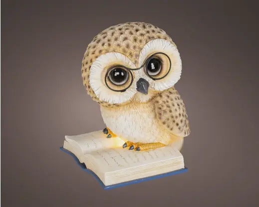 LED Polyresin Owl Decoration – Brown with Warm White Light (24.5cm) Keans Claremorris