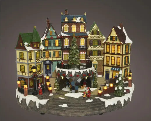 LED Scenery Polyresin Flashing Effect Indoor, Warm White L.25.5cm x W.40cm x H.31.5cm Victorian Style Village Keans Claremorris