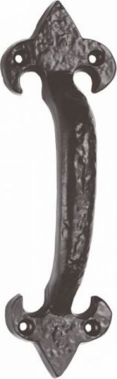 Antique black fleur-de-lys pull handle 180mm cast iron, traditional style by Ludlow Foundries – Keans Claremorris