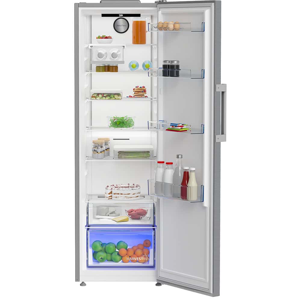 Beko Stainless Steel Larder Fridge 186cm H x 60cm W, E Energy, HarvestFresh, LED Display – Keans Claremorris
