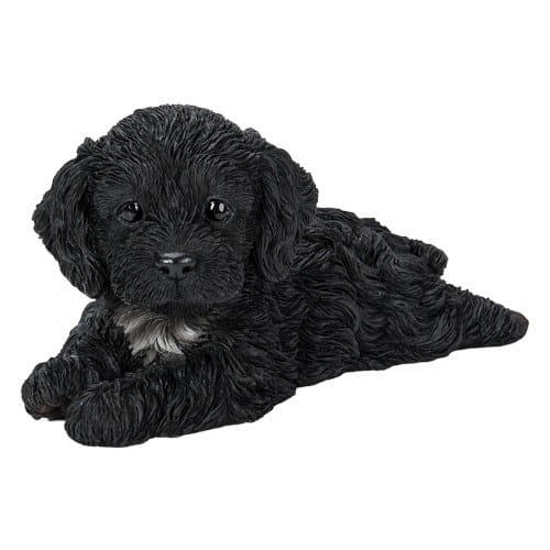 Black Cockapoo Puppy Ornament Laying Down Resin Pet Pal 21cm Indoor Outdoor Gift Keans Claremorris