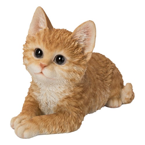 Laying ginger kitten ornament resin figurine 22cm, indoor/outdoor decor, gift box included – Keans Claremorris