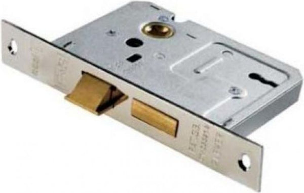 3 Lever Contract Mortice Sashlock with nickel finish, 57mm backset, 2 keys included – internal use only | Keans Claremorris