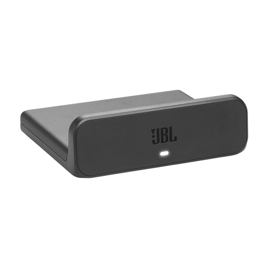 JBL Battery 600 Duo charging case in black with JBL logo and white indicator light on front panel.
