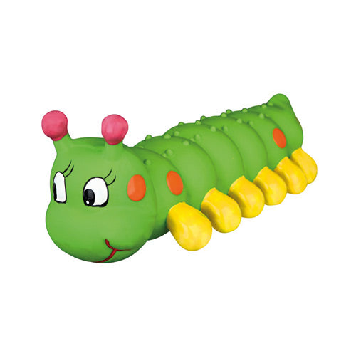 Latex Caterpillar Dog Toy with squeaker, polyester fleece lining, 26cm, perfect for fetch – Keans Claremorris
