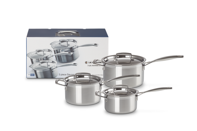 Le Creuset  3Ply 3piece Cookware Set Keans Claremorris 