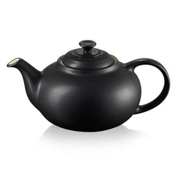 Le Creuset 1.3L black stoneware teapot with drip-resistant spout, ergonomic handle, heat-retentive, dishwasher safe – Keans