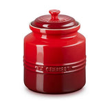 Le Creuset Cerise 2.4L Stoneware Biscuit Jar with tight lid, keeps biscuits fresh, available at Keans Claremorris.