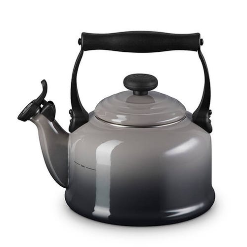 Le Creuset Traditional 2.1L Flint stovetop kettle with whistle, enamelled carbon steel, ergonomic handle – Keans Claremorris