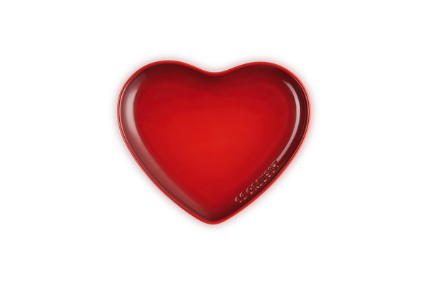 Le Creuset 22cm Cerise heart-shaped stoneware plate, scratch-resistant, dishwasher safe, oven and microwave safe - Keans